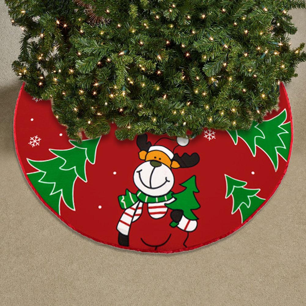 

60Cm Christmas Tree Skirt Snowman Reindeer Snowflake Red Xmas Tree Ornaments Xmas Tree Skirts Mat for Xmas Party Holiday Home