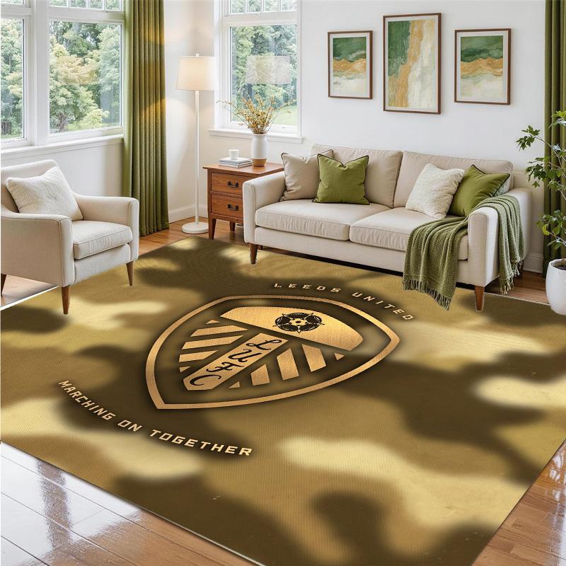 Leeds United Football Design Crystal Velvet Rug Soft Decorative Mat for Bedroom Entrance