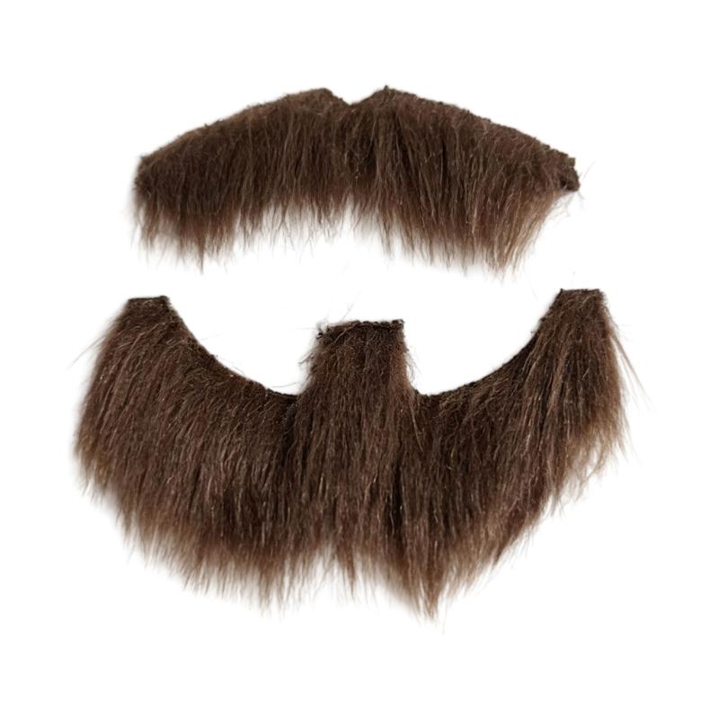 Costume Mustache and Goatee Set with Adhesive Wear for Cosplay Looks, Theater Outfits, Party Styling and Booth Photos