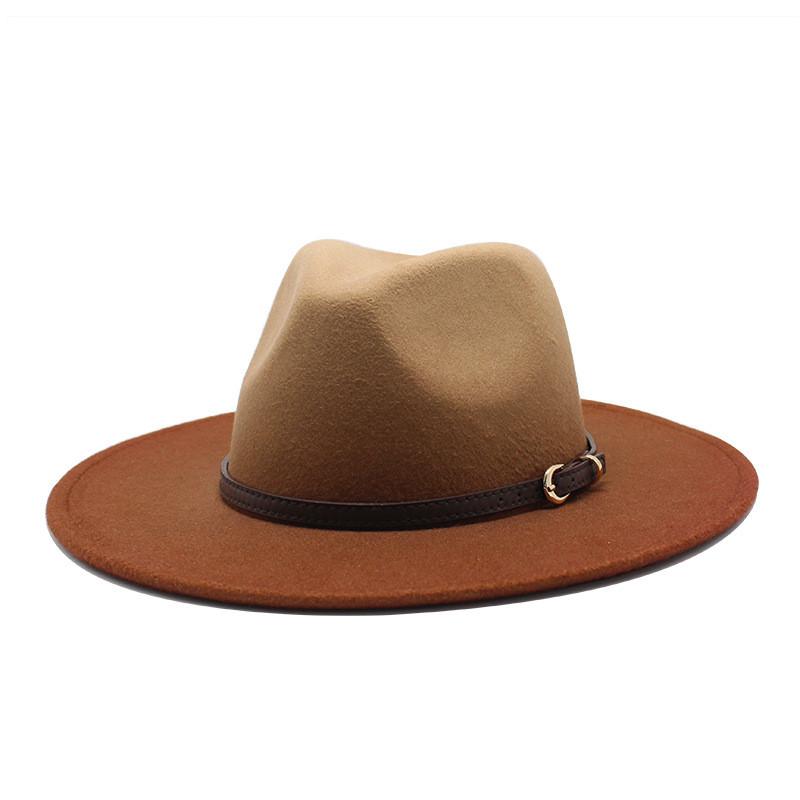 Jazz Style Unisex Felt Hat With Gradient Pattern For Fall Winter Fashion