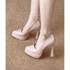 New Nude Patent Leather with Waterproof Table Mary Jane Shoes, New Super High Heels Are Not Tired, Thick Heels and High Heels.