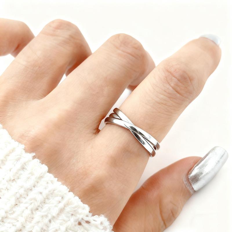 

Stylish Interlocking Rings for Women Elegant Stackable Three-layers Fingers Zircon Cool Stuff 2026 New Year Gift for Girlfriend