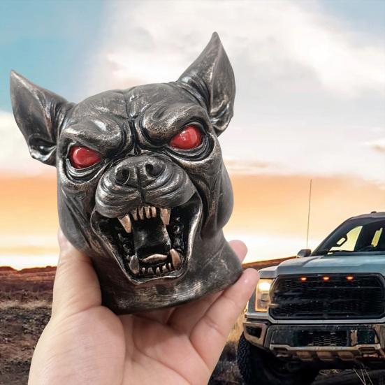 Demon Dog Car Hood Ornament Resin Sculpture with Red Eyes And Fangs Weather-Resistant Automotive Decor for Sedans Trucks Jeeps