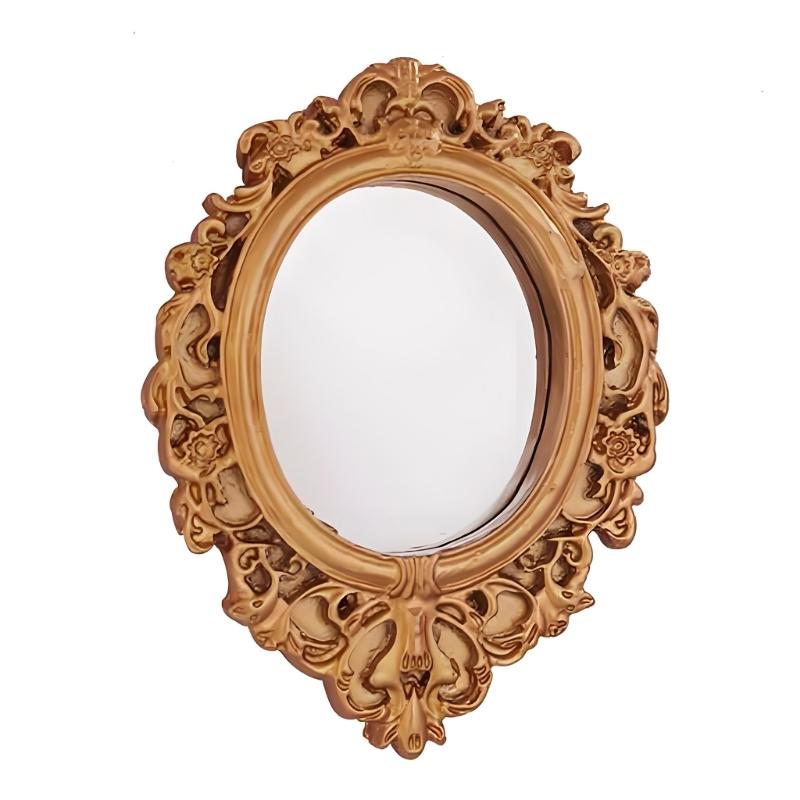 Antique Doll House Mirror Model Figure PVC Miniature Furniture For Children Pretend Play Classical Home Scene Decors