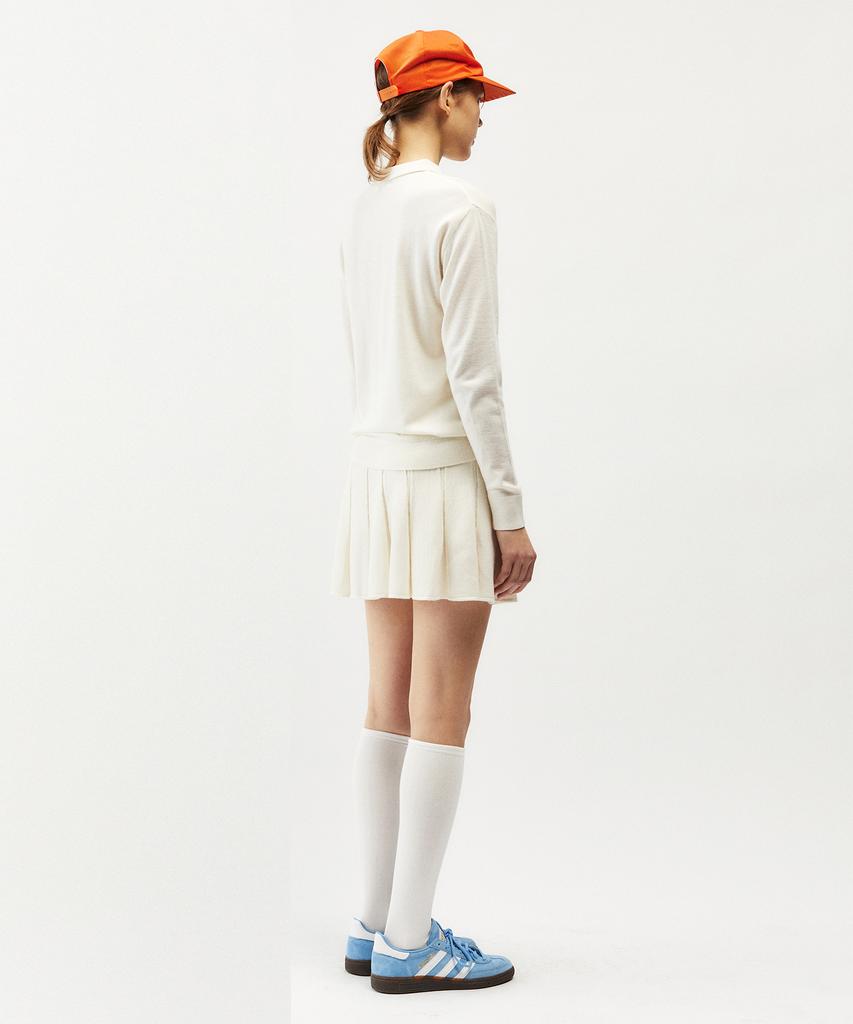 MAYOL M Embroidered Long Sleeve Polo Knit_Ivory