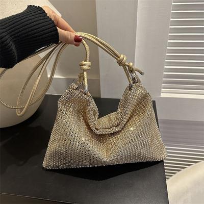Popular Rhinestone Bag Women, Summer New Senior Foreign Style Shoulder Armpit Bag, Niche Crossbody Bag Bucket Bag