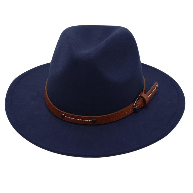 1PC Fashion Wool Fedora Hat Men Autumn Winter Wide Brim Jazz Cap Imitation Woolen Women Church Felt British Hat