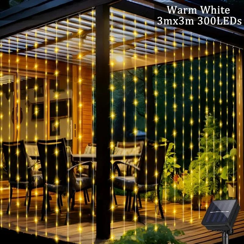 Solar LED Curtain Light Outdoor Garland Solar Fairy String Light Copper Wire Lamps for Garden Yard Wedding Party Holiday Decor