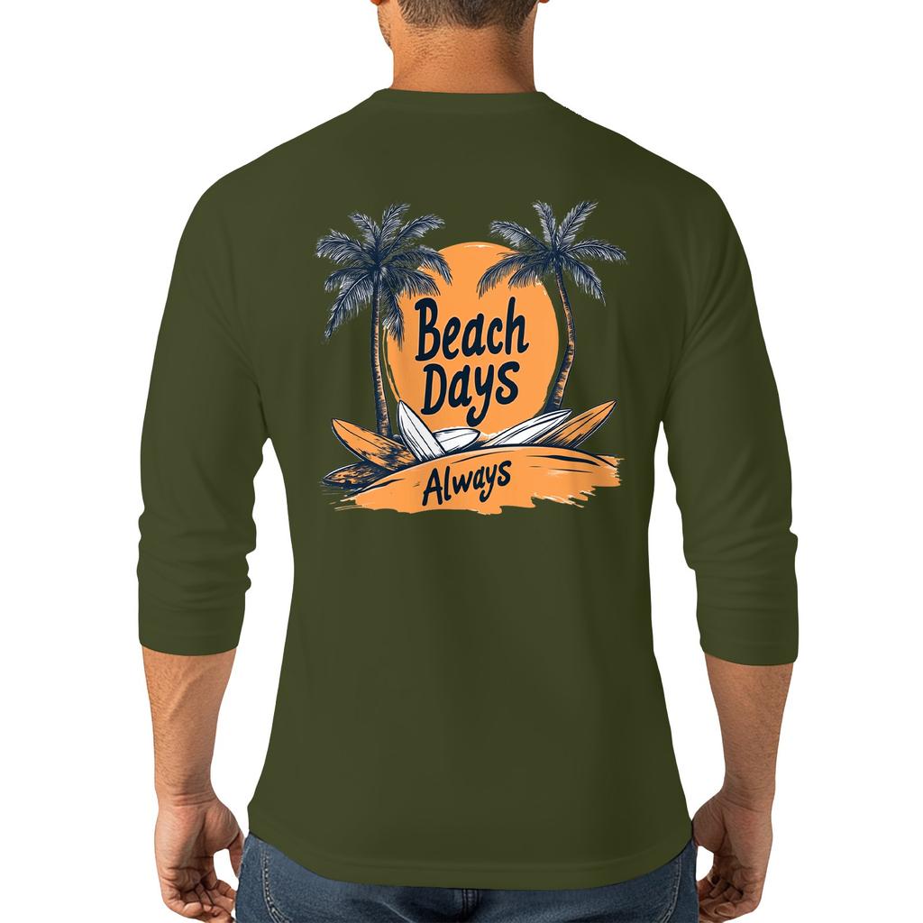 Men's casual and fashionable printed collar three-quarter sleeve top T-shirt