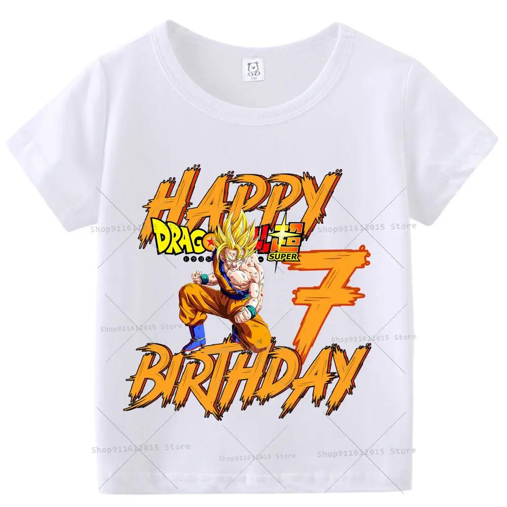 Boy Number T Shirt Kids Birthday Clothes Anime Cartoon Toddler Short Sleeve Tops Summer Casual Children Cotton Tee
