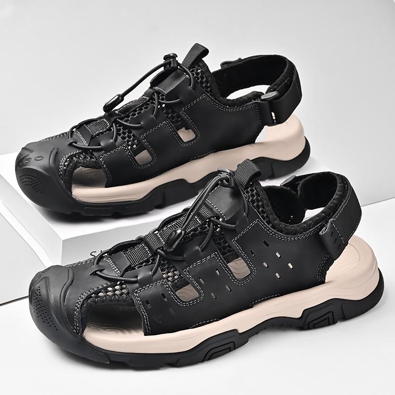 Nové pánské sandály Měkké sandály z pravé kůže Boty Pánské Velká velikost 38-46 Venkovní Letní boty Pohodlné Plážové sandály Římské