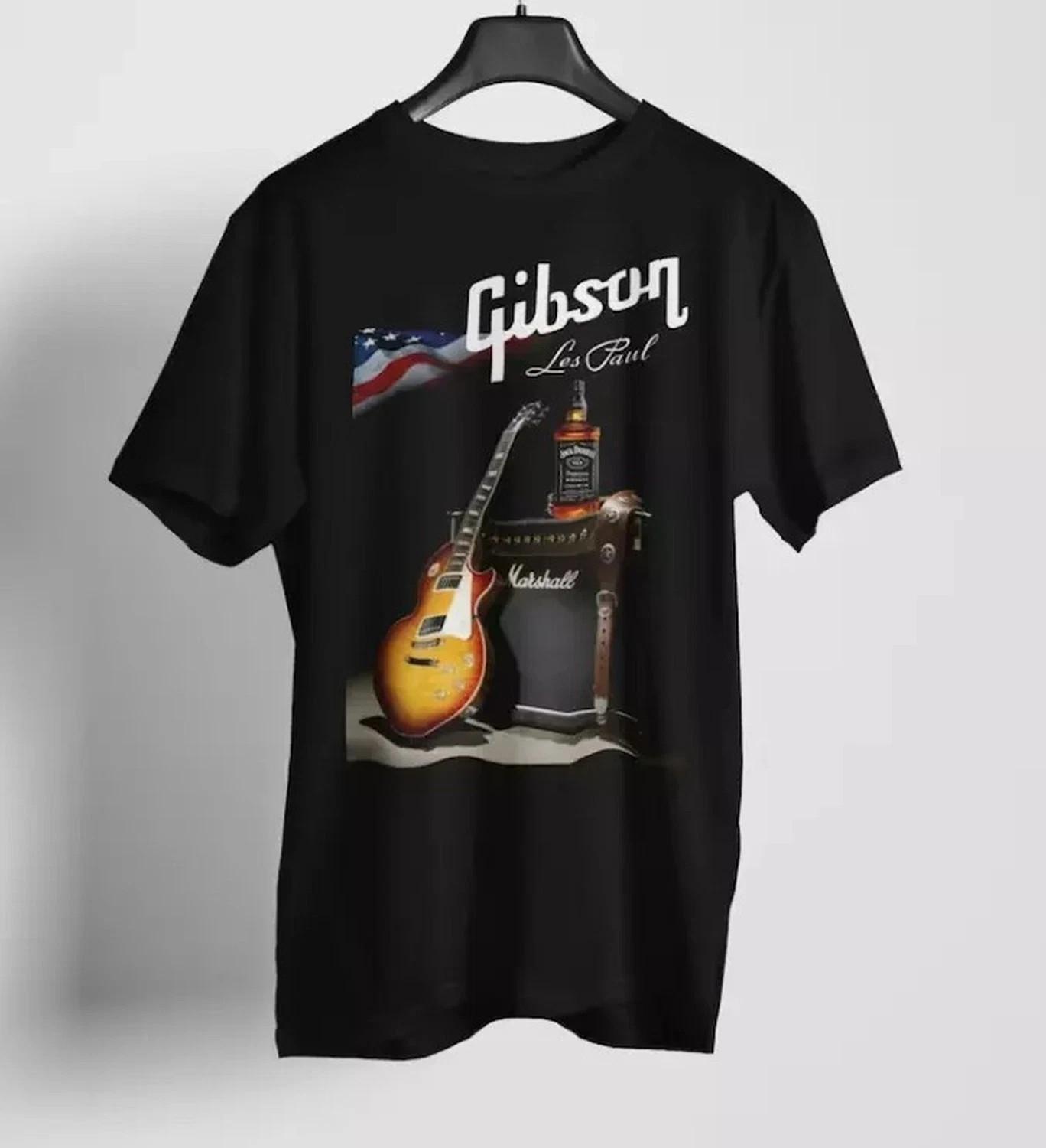 Футболка с гитарой Gibson Les Paul, ОДНОСТОРОННЯЯ ФУТБОЛКА, горячая, унисекс футболка XXXL