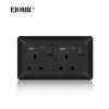 EIOMR 13A UK Standard Plug Power Wall Socket and Switch 250V, with USB Type-C Charger Port 5V 2.1A, Black PC Curved Frame Panel