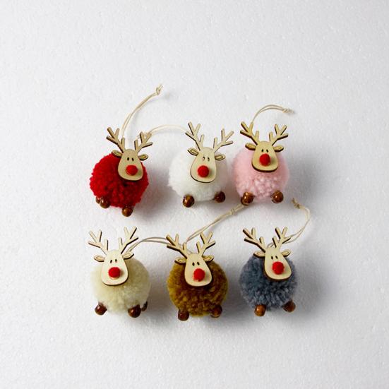 Pwichdn Cute Felt Wooden Elk Christmas Tree Hanging Pendant Craft Ornament Home Decor