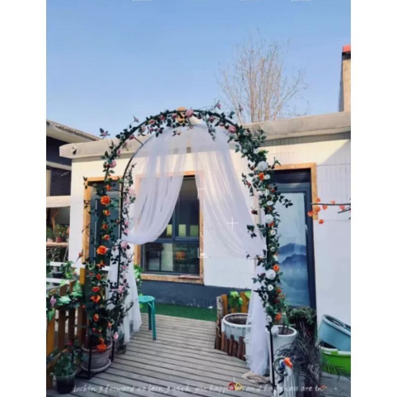 1pcsLarge White Sheer Chiffon Wedding Arch Drapes - Perfect for Ceremony Reception Decor Valentine's Day Gifts Party Supplies