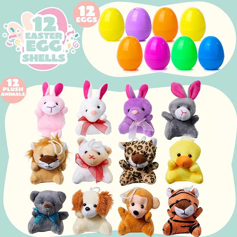 Prefilled Easter Eggs Of Mini Stuffed Animal Plush Toys For Kids Party Favors Classroom Prize Supplies