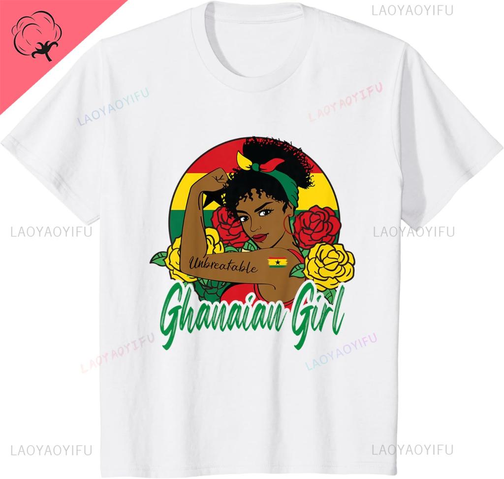 Ghanaian Girl Ghana Woman Ghanaians Flag T-Shirt Flag T Shirts Summer Graphic Cotton Streetwear Birthday Gifts Tee Mens Clothing