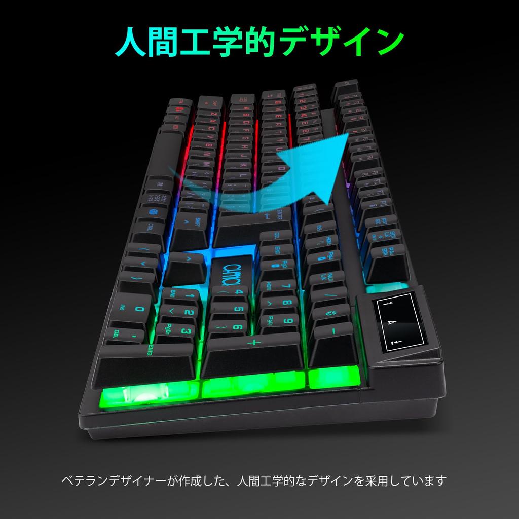 CHONCHOW Wireless Gaming Keyboard, Illuminated, Wireless Charging, Japanese Layout, Compatible with PS4PS5Xbox, 2.4GHz USB Connection, 19 Keys,