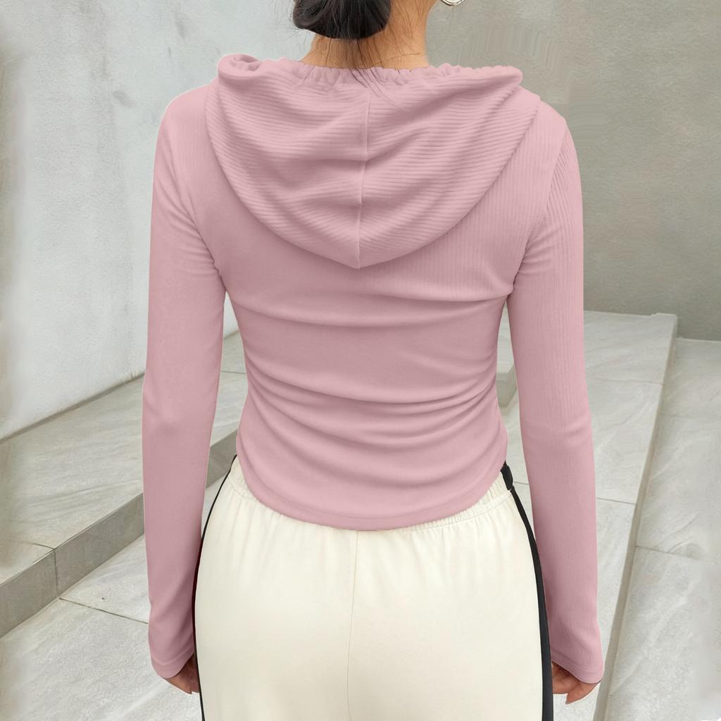 Damen Slim-Fit Cropped Strick-Hoodie - Sportliches Casual-Oberteil