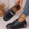 Women's Shoes In Plus Size with Flat Bottomed Round Toe Metal Buckle, One Foot on Women's Shoes