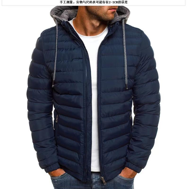 Høst Vinter Herre Casual Parkas Solid Hettejakke Jakke Casual Varme Klær Herre Frakk Streetwear Pufferjakke