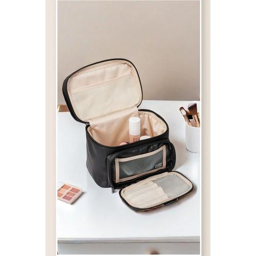 Portable Makeup Bag for Women 2025, Large Capacity Travel Cosmetic Organizer, Elegant Toiletry Storage Case