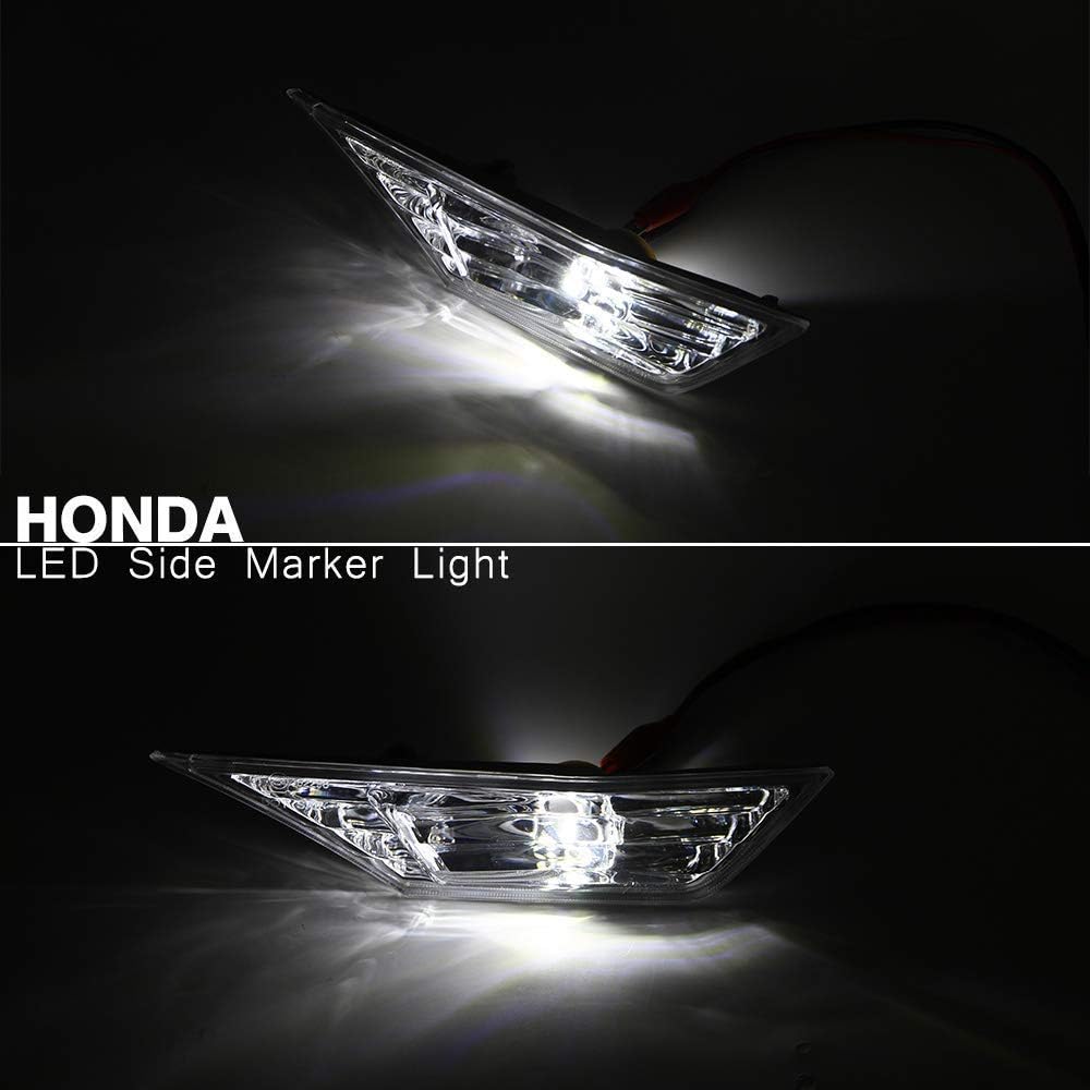 Front LED Side Marker Lights for Honda Civic 10th Gen 2016-2021 Coupe Hatchback With 2Pcs T10 Light Bulbs OEM#HO2551127N