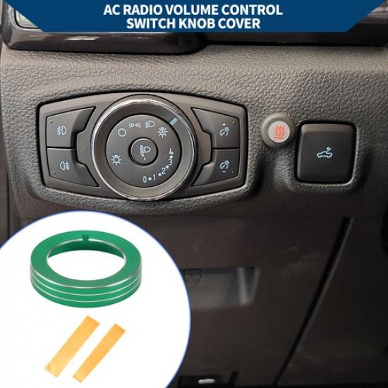 Headlight Switch Knob Cover Ring for Ford for Mustang 2015- Green 1 Pcs