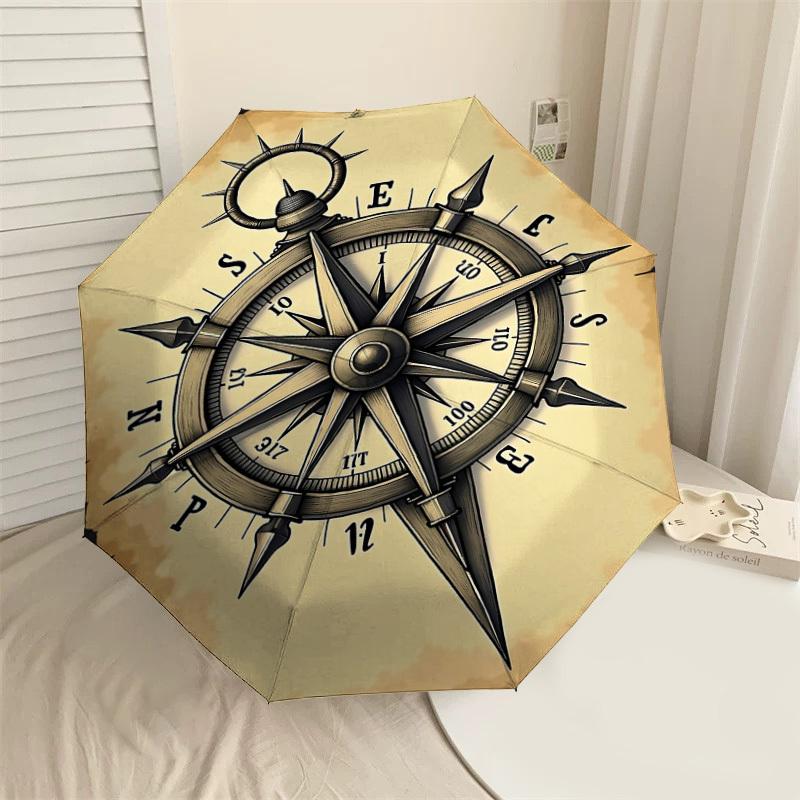 

1PC Compass NauticalAutomatic Open/Close Umbrella with Windproof, 8-Rib Sturdy Canopy, Durable Ribs, Fashionable Design1279A