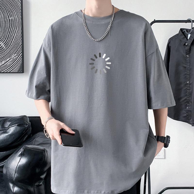 Summer Men's Oversized Drop Shoulder T-Shirt 100% Cotton Streetwear Tee