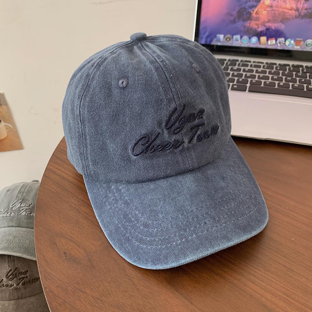 

Жіноча весняно-літня бейсболка з вишивкою літерами, великий обхват голови, ковбойська кепка з широкими полями, що показує обличчя, маленький капелюшок Adjustable джинсовий синього кольору