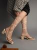 Shoetopia Elegant Block Heel Sandals with Gladiator Detail | Chic Lace-Up Straps | Comfortable Summer Footwear for Women