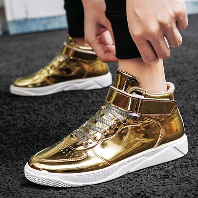 Leather Mirror Shoes Spring/autumn Couple Middle Side Shoes Plus Size Shoes 48 Board Sneakers 38-48