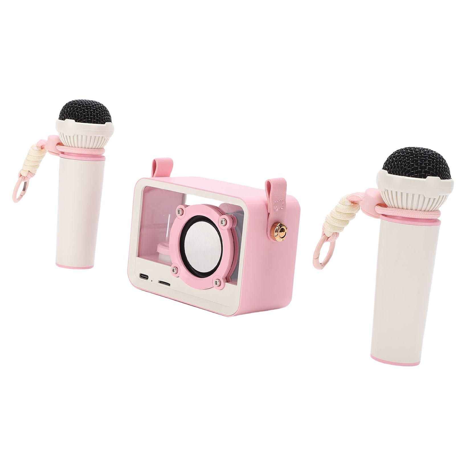

Karaoke Machine Portable Speaker with 2 Wireless Microphones for Girls Boys Home Party