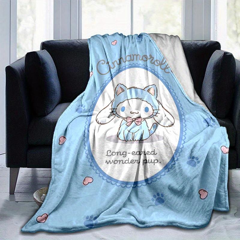 1pc, Sanrio Cinnamoroll Long-Eared Wonder Pup: A Cozy Home Decor Gift, Flannel Throw Blanket for Bedroom, Living Room, Travel, Camping, Car, Beach, Of