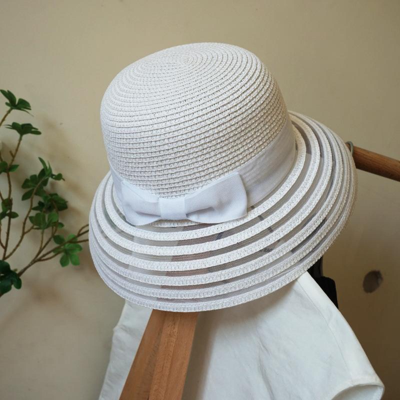 Japanese Small Fresh Small Brim Salty Grass Seaweed Woven Flat Top Top Hat Women'S Summer Sunshade Fun Flower Small Straw Hat