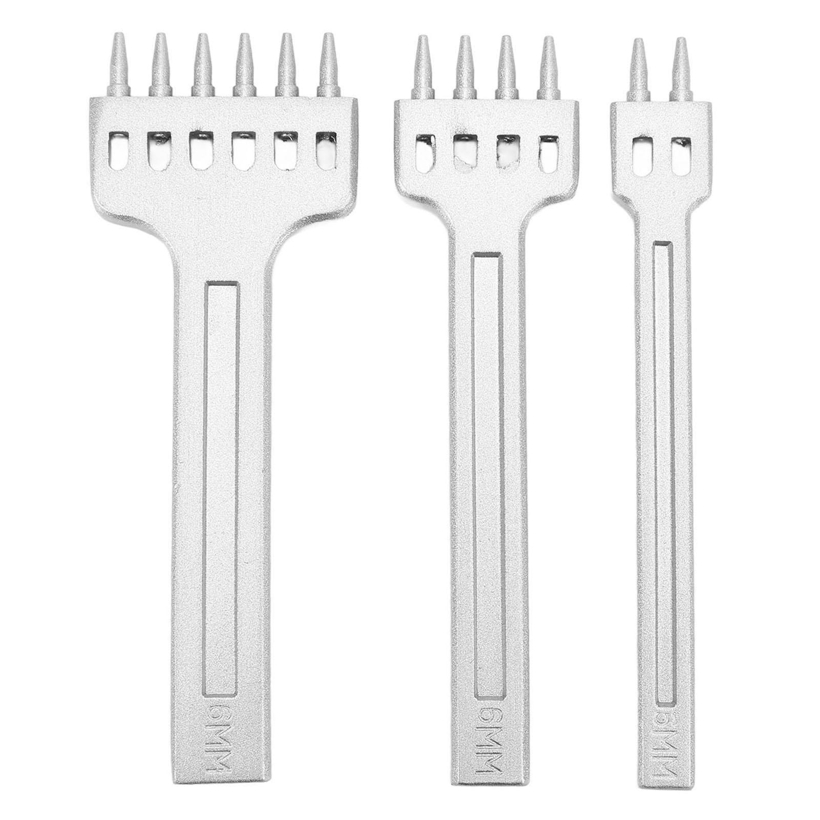 

3 Pcs Leather Prong Punch Black 2 Teeth 4 Teeth 6 Teeth Round Teeth Leather Stiching Punch DIY Punching Tool White