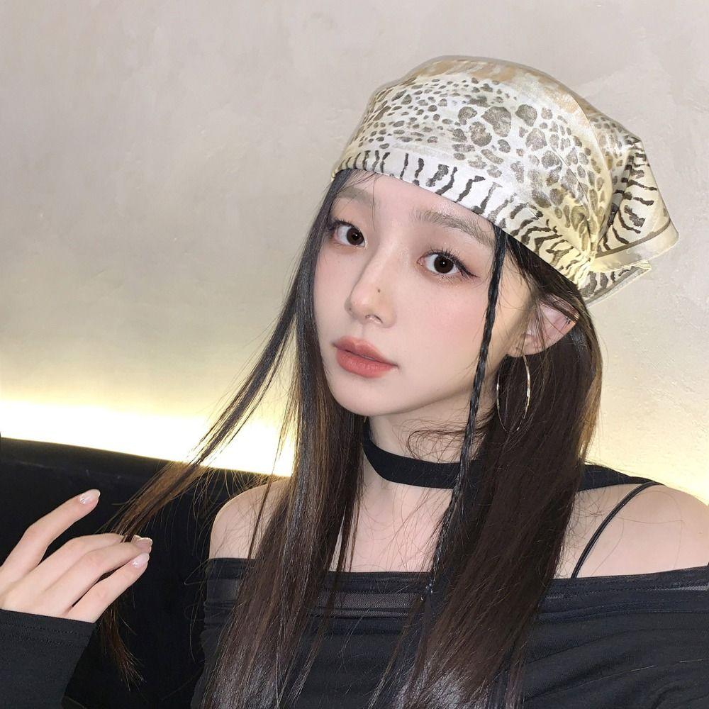 Hip Hop Y2k Print Turban Soft Punk Bandana Elegant Leopard Print Hair Scarf  Outdoor