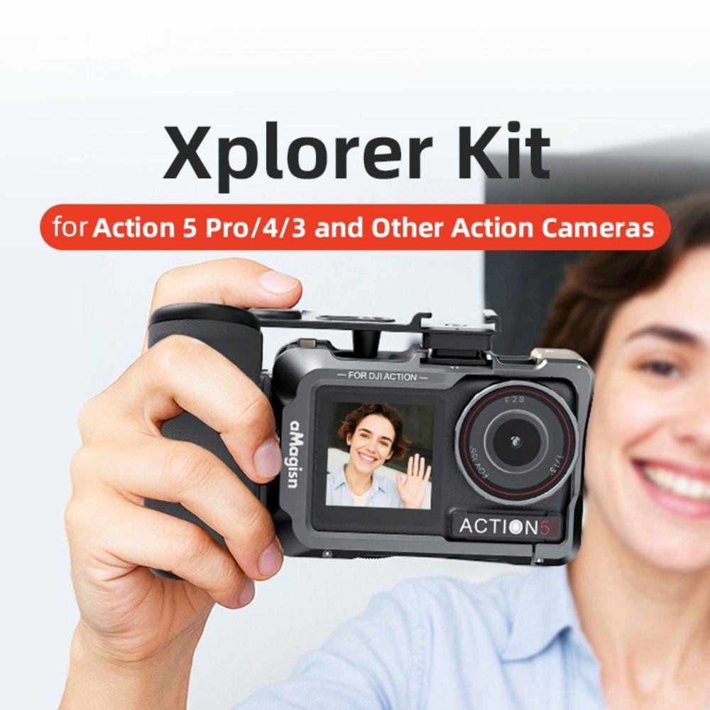 Shutter Button StreetGrip Vlog Holder for DJI Action/Insta360 Ace Pro Camera Accessories