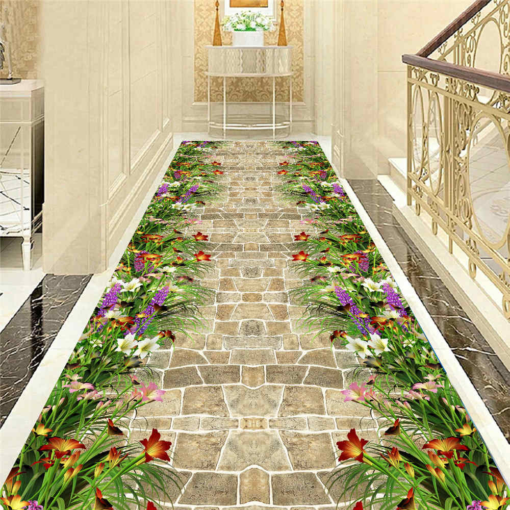 3D Carpet Rugs Living Room Doorway Long Corridor Rug Pastoral Lawn Path Print Kitchen Carpets Idyllic Scenery Area Rug Mat
