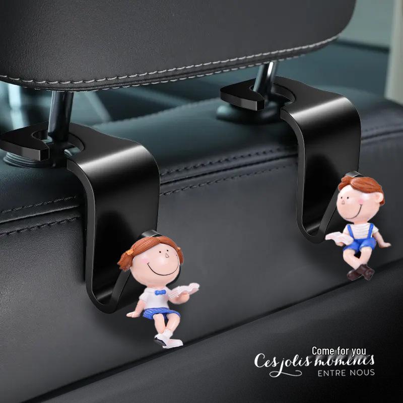 Cute 3D Cartoon Car Seat Back Hooks - Couple Collection