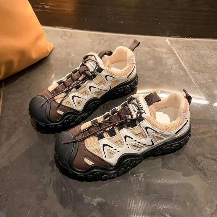 Daddy Shoes Women's Hollow Breathable Outdoor Hiking Shoes Platform Sports Casual Shoes