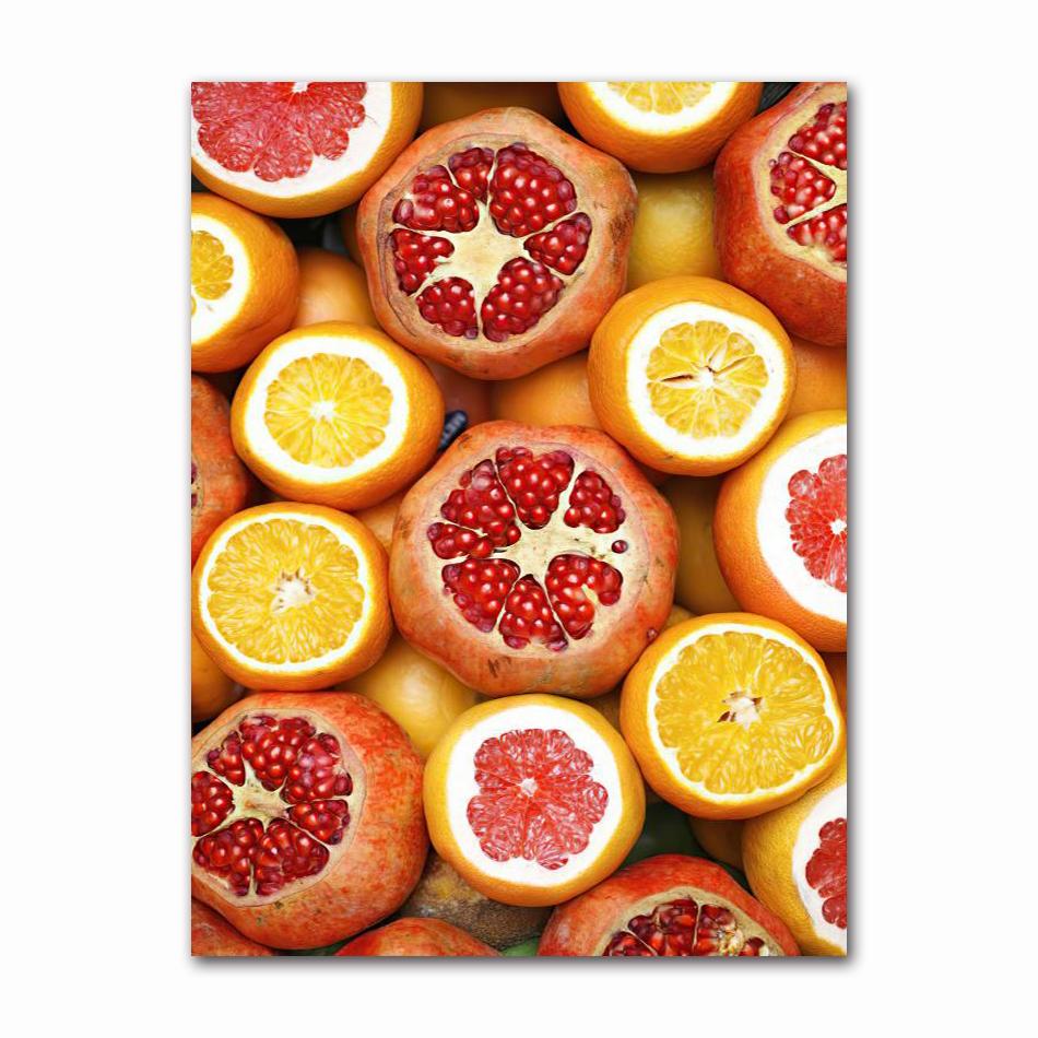 Nordic Wall Art Canvas Painting Colorful Fresh Vegetable Fruits Posters for Kitchen Decor Orange Lemon Picture for Restaurant