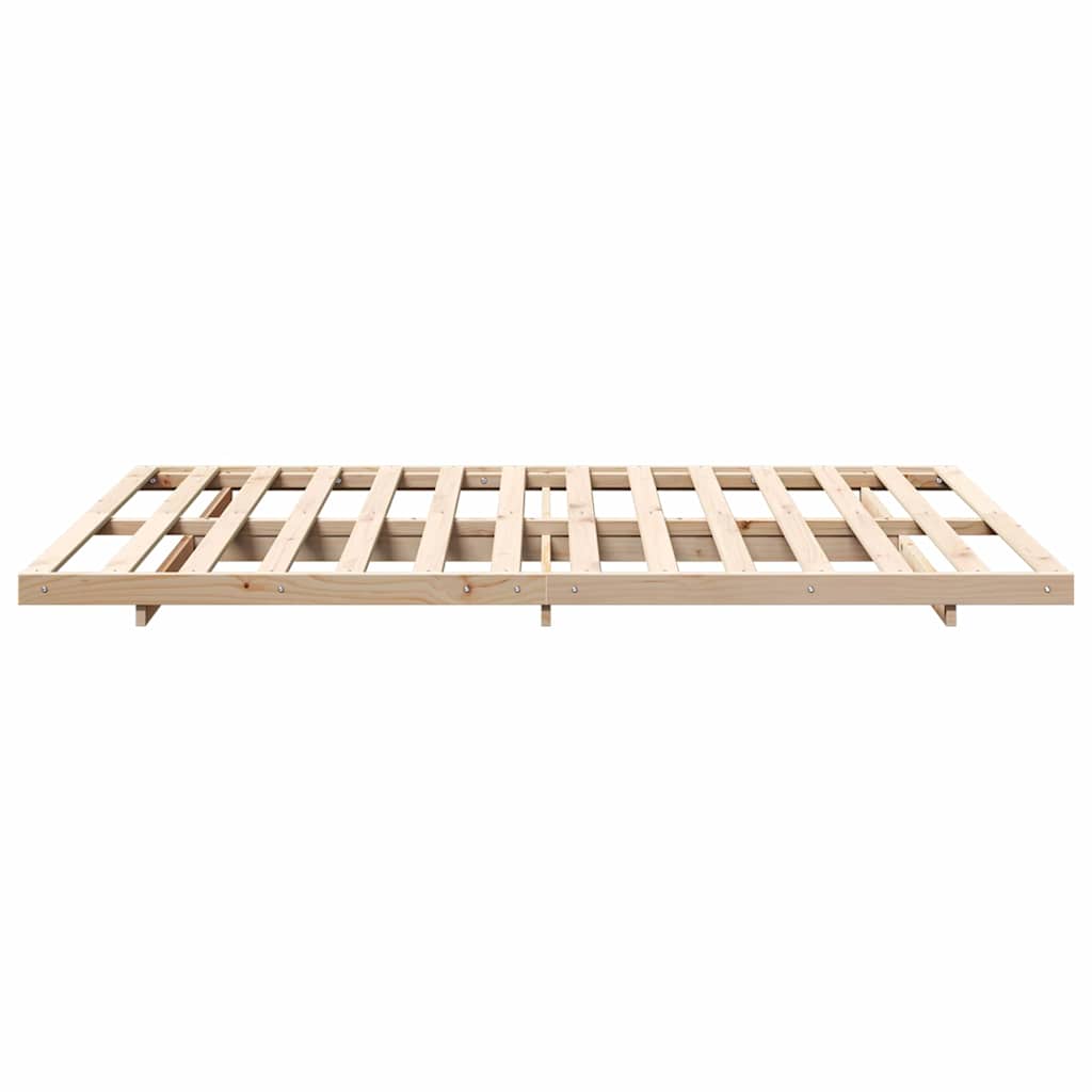 Brown Bed Frame 140 x 220 cm Solid Pine Wood