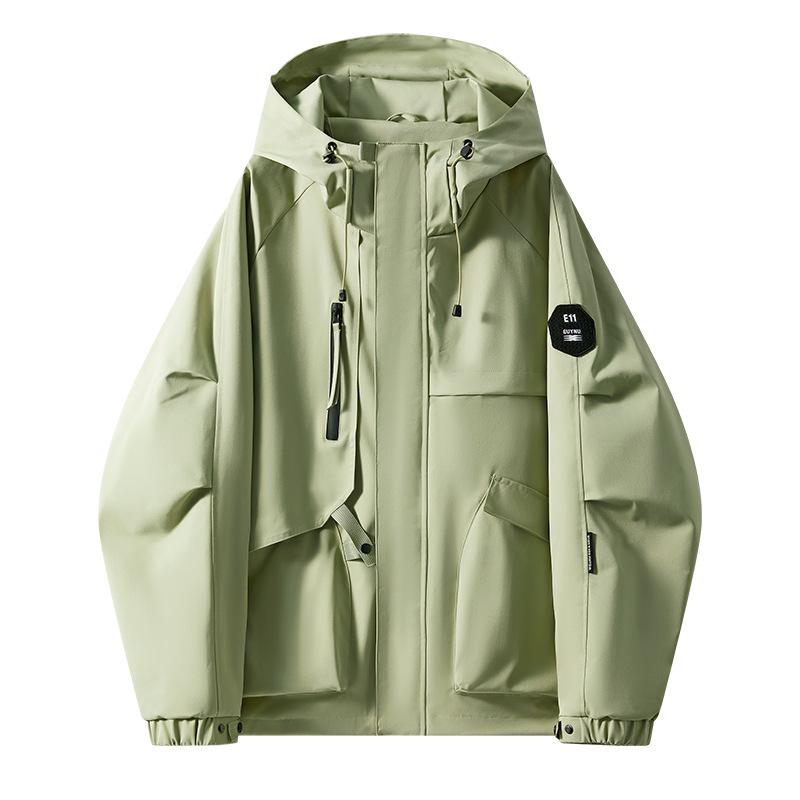 Men's 2025 Spring Korean Style Slim Hooded Jacket with Epaulettes - Versatile Outdoor Youth Outerwear