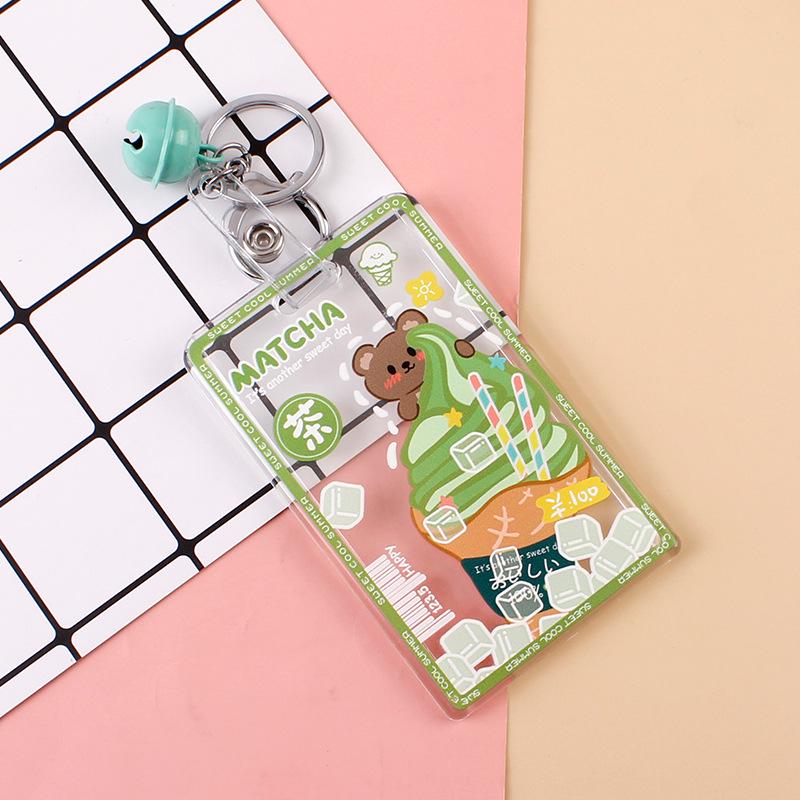 Clear Acrylic Sliding Keychain Card Holder for ID, Meal, or Door Cards