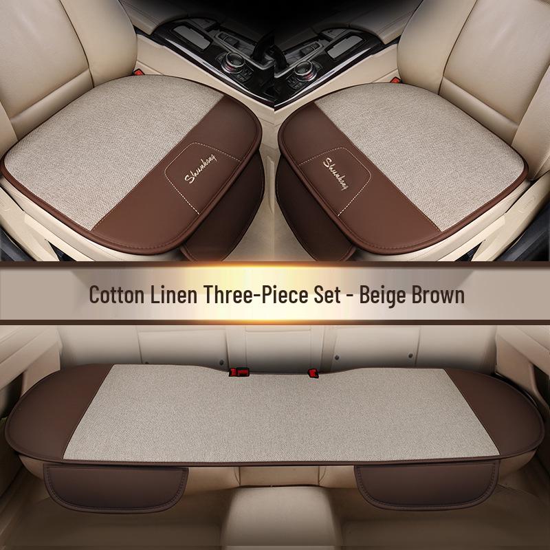 Vier Jahreszeiten Universal Auto- & Bürostuhl Sitzkissen Set – Bequeme Baumwolle & Leinen Dual-Use, Ohne Rückenlehne, 3-teilig