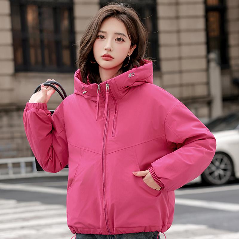 Dámské módní zimní bundy s kapucí, ležérní parka, dámské s dlouhým rukávem, hřejivé krátké kabáty