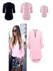 Polyester V Neck Button Front Womens Casual Shirt For Office And Spring Wear