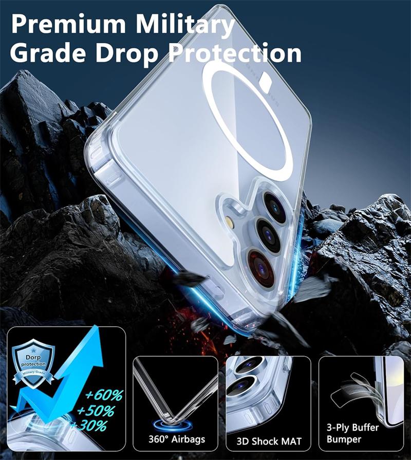 Clear Crystal Magnetic Case for Magsafe Samsung S25 S23 S24 Plus S22 S26 Ultra S21 FE S24fe S25Ultra Shockproof Macsafe Cover